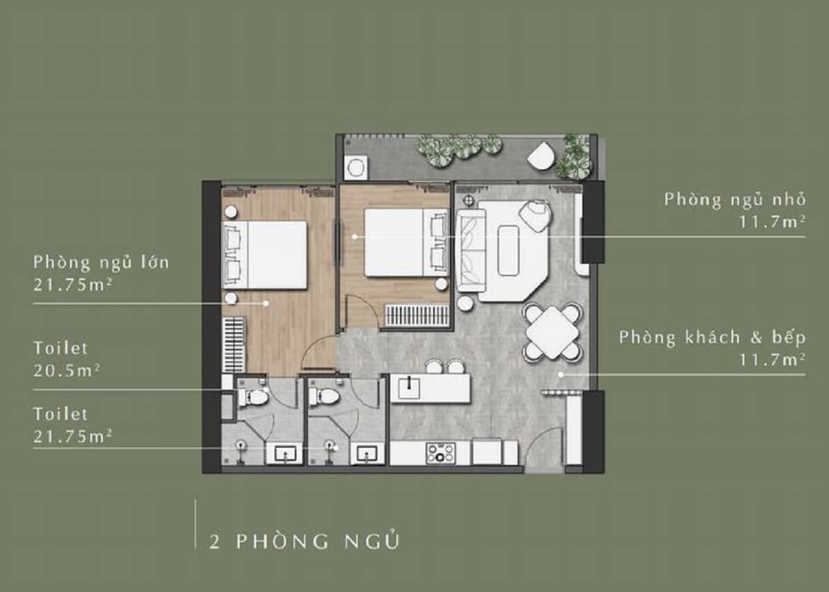 Thiết kế căn hộ 2Pn