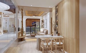 Không gian bếp + khách